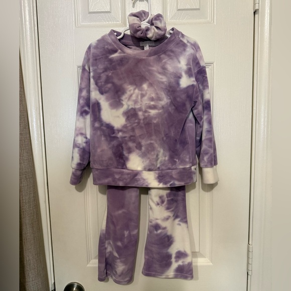 btween Other - Purple Tie-Dye Lounge Set with Scrunchie